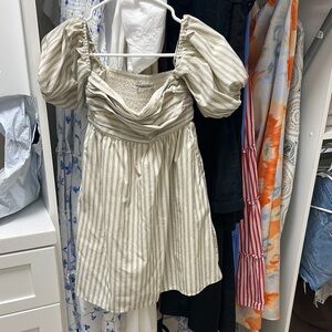 Abercrombie & Fitch Striped Cream Mini Dress